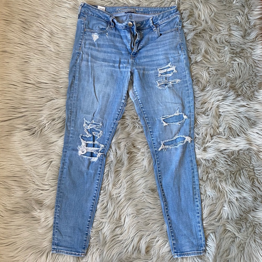 2/$40 AE Hi Rise Distressed Jegging Jeans